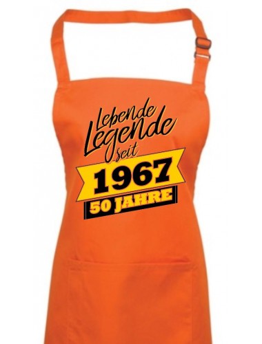 Kochschürze Lebende Legenden seit 1967 50 Jahre, Farbe orange