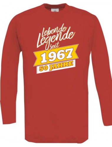 Longshirt Lebende Legenden seit 1967 50 Jahre rot, Größe L