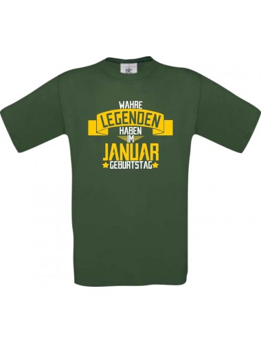 Unisex T-Shirt Wahre LEGENDEN haben im JANUAR Geburtstag, grün, Größe L