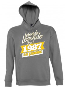 Kapuzen Sweatshirt Lebende Legenden seit 1987 30 Jahre, grau, Größe L