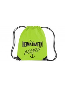 Premium Gymsac Heimathafen Bremen, limegreen