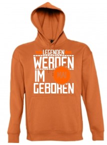 Kapuzen Sweatshirt Legenden werden im MAI geboren, orange, Größe L