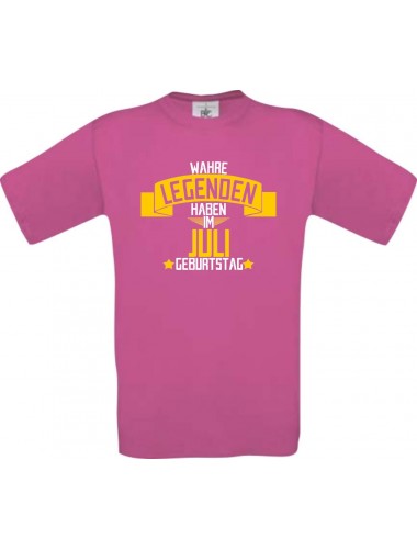 Unisex T-Shirt Wahre LEGENDEN haben im JULI Geburtstag, pink, Größe L
