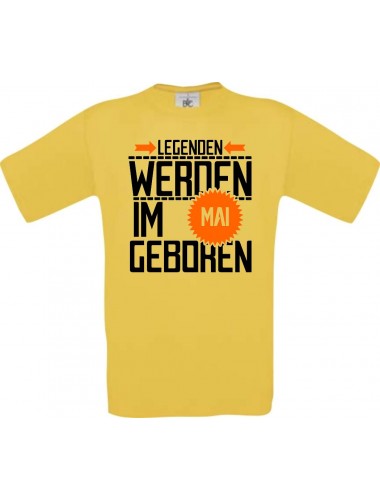 Unisex T-Shirt Legenden werden im MAI geboren, gelb, Größe L