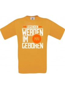 Unisex T-Shirt Legenden werden im MAI geboren, orange, Größe L