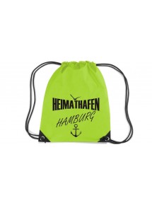 Premium Gymsac Heimathafen Hamburg, limegreen