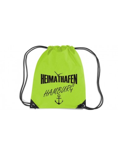Premium Gymsac Heimathafen Hamburg, limegreen