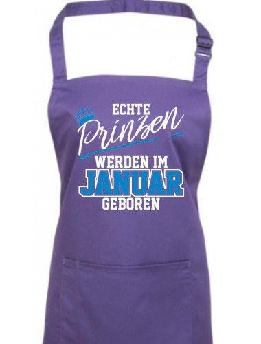 Kochschürze Echte Prinzen werden im JANUAR geboren, Farbe purple