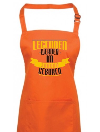 Kochschürze Legenden werden im JANUAR geboren, Farbe orange