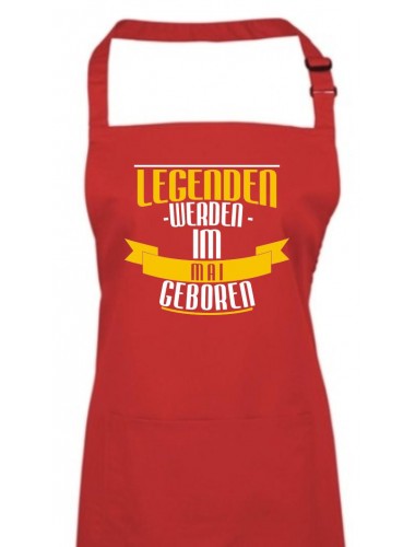 Kochschürze Legenden werden im MAI geboren, Farbe rot