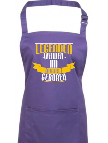 Kochschürze Legenden werden im AUGUST geboren, Farbe purple