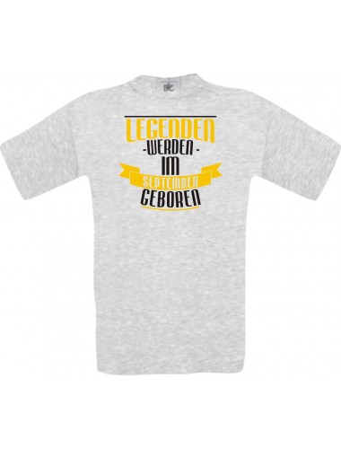 Unisex T-Shirt Legenden werden im SEPTEMBER geboren, ash, Größe L