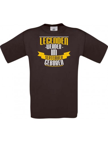 Unisex T-Shirt Legenden werden im SEPTEMBER geboren, braun, Größe L