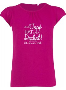 süßes Mädchenshirt kultiger Spruch jeder Topf hat einen Deckel Ich glaub ich bin ein Wok, Farbe pink, Größe 106/116