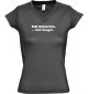 sportlisches Ladyshirt mit V-Ausschnitt kultiger Spruch ich muss los  hab Hunger , Farbe grau, Größe L