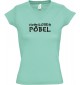 sportlisches Ladyshirt mit V-Ausschnitt kultiger Spruch Hirnloser Pöbel, Farbe mint, Größe L