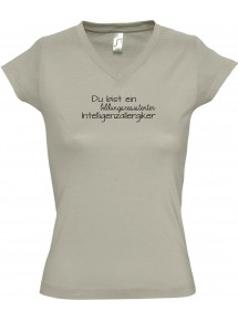 sportlisches Ladyshirt mit V-Ausschnitt kultiger Spruch du bist ein bildungsresistenter Intelligenzallergiker