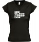 sportlisches Ladyshirt mit V-Ausschnitt kultiger Spruch ich glaub es geht los, Farbe schwarz, Größe L