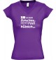 sportlisches Ladyshirt mit V-Ausschnitt kultiger Spruch is schon scheisse, wenn man hübsch ist, Farbe lila, Größe L