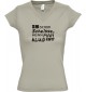 sportlisches Ladyshirt mit V-Ausschnitt kultiger Spruch is schon scheisse, wenn man klug ist, Farbe khaki, Größe L