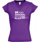 sportlisches Ladyshirt mit V-Ausschnitt kultiger Spruch is schon scheisse, wenn man klug ist, Farbe lila, Größe L