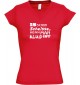 sportlisches Ladyshirt mit V-Ausschnitt kultiger Spruch is schon scheisse, wenn man klug ist, Farbe rot, Größe L