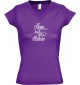 sportlisches Ladyshirt mit V-Ausschnitt kultiger Spruch Hamm denn heut alle ein an der Klatsche, Farbe lila, Größe L