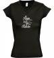 sportlisches Ladyshirt mit V-Ausschnitt kultiger Spruch Hamm denn heut alle ein an der Klatsche, Farbe schwarz, Größe L