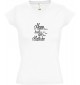 sportlisches Ladyshirt mit V-Ausschnitt kultiger Spruch Hamm denn heut alle ein an der Klatsche, Farbe weiss, Größe L