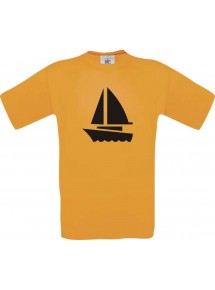 TOP Kinder-Shirt Seegelboot, Jolle, Skipper, Kapitän kult, Farbe orange, Größe 104