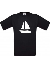 TOP Kinder-Shirt Seegelboot, Jolle, Skipper, Kapitän kult, Farbe schwarz, Größe 104