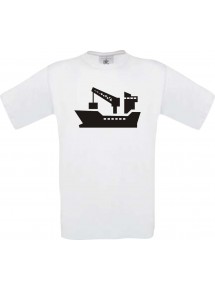 TOP Kinder-Shirt Frachter, Übersee, Skipper, Kapitän kult, Farbe weiss, Größe 104