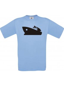 TOP Kinder-Shirt Yacht, Boot, Skipper, Kapitän kult, Farbe hellblau, Größe 104