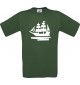 TOP Kinder-Shirt Seegelyacht, Boot, Skipper, Kapitän kult, Farbe dunkelgruen, Größe 104