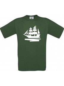 TOP Kinder-Shirt Seegelyacht, Boot, Skipper, Kapitän kult, Farbe dunkelgruen, Größe 104