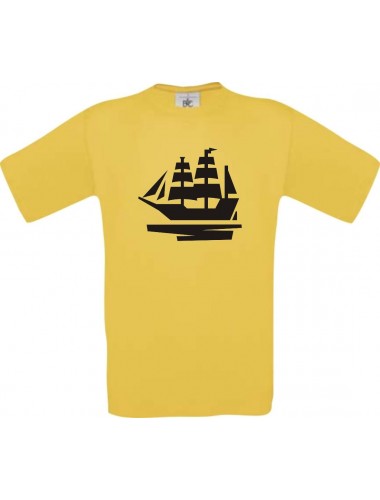 TOP Kinder-Shirt Seegelyacht, Boot, Skipper, Kapitän kult, Farbe gelb, Größe 104