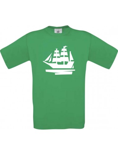 TOP Kinder-Shirt Seegelyacht, Boot, Skipper, Kapitän kult, Farbe kellygreen, Größe 104