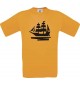 TOP Kinder-Shirt Seegelyacht, Boot, Skipper, Kapitän kult, Farbe orange, Größe 104
