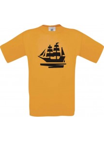 TOP Kinder-Shirt Seegelyacht, Boot, Skipper, Kapitän kult, Farbe orange, Größe 104