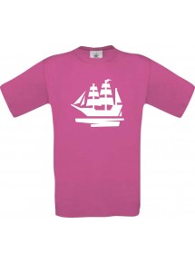 TOP Kinder-Shirt Seegelyacht, Boot, Skipper, Kapitän kult, Farbe pink, Größe 104