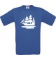 TOP Kinder-Shirt Seegelyacht, Boot, Skipper, Kapitän kult, Farbe royalblau, Größe 104