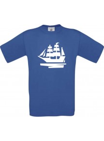 TOP Kinder-Shirt Seegelyacht, Boot, Skipper, Kapitän kult, Farbe royalblau, Größe 104