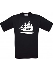 TOP Kinder-Shirt Seegelyacht, Boot, Skipper, Kapitän kult, Farbe schwarz, Größe 104