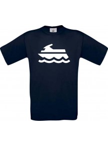 TOP Kinder-Shirt Jetski, Boot, Skipper, Kapitän kult, Farbe blau, Größe 104