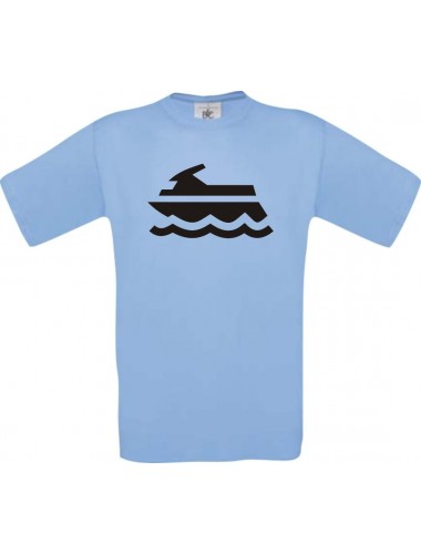 TOP Kinder-Shirt Jetski, Boot, Skipper, Kapitän kult, Farbe hellblau, Größe 104