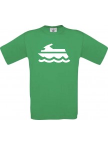 TOP Kinder-Shirt Jetski, Boot, Skipper, Kapitän kult, Farbe kellygreen, Größe 104