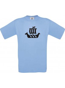 TOP Kinder-Shirt Winkingerschiff,Skipper, Kapitän kult, Farbe hellblau, Größe 104