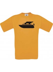 TOP Kinder-Shirt Yacht, Boot, Skipper, Kapitän kult, Farbe orange, Größe 104