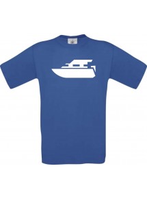 TOP Kinder-Shirt Yacht, Boot, Skipper, Kapitän kult, Farbe royalblau, Größe 104