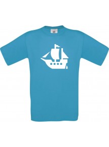 TOP Kinder-Shirt Seegelyacht, Boot, Skipper, Kapitän kult, Farbe atoll, Größe 104